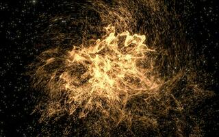brilhando partículas com ondulado padrão, mágico galáxia, 3d Renderização. foto