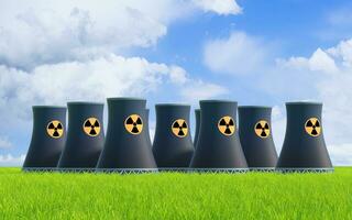 nuclear energia, Recursos e indústria, 3d Renderização. foto