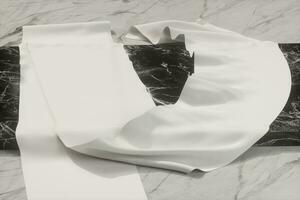 em branco lista do papel em a mármore laje, mármore plano de fundo,3d Renderização, foto