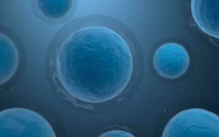 biológico células com azul fundo, 3d Renderização. foto