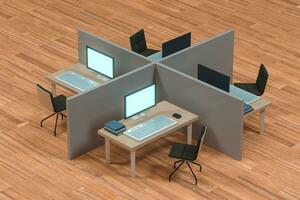 escritório modelo com de madeira chão, abstrato concepção,3d Renderização. foto