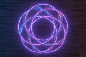 roxa círculo laser linha com Sombrio fundo, 3d Renderização. foto