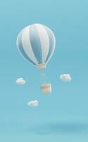 azul desenho animado quente ar balão, 3d Renderização. foto