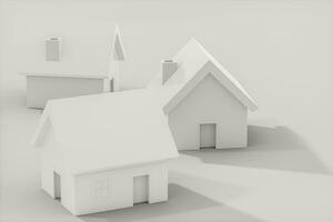 branco pequeno casa modelo com branco fundo, 3d Renderização. foto