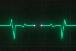 brilhando digital batimento cardiaco linha refletindo em a monitor, 3d Renderização. foto