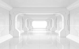 branco esvaziar túnel, futurista sala, 3d Renderização. foto