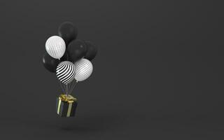 balões e apresenta com Preto fundo, 3d Renderização. foto