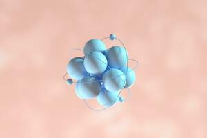 átomo esferas com Rosa orgânico fundo, 3d Renderização. foto