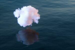 a adorável Rosa nuvem em a oceano, 3d Renderização. foto