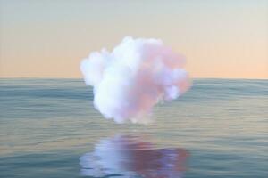 a adorável Rosa nuvem em a oceano, 3d Renderização. foto