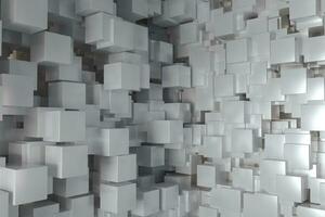 a quarto fez do cubos, dentro tridimensional espaço, 3d Renderização. foto