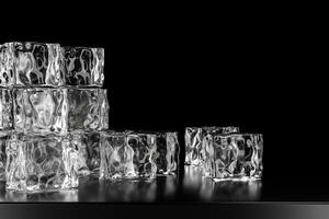 gelo cubos empilhado cada de outros com Preto fundo, 3d Renderização. foto