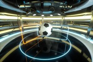 futebol e interior arena cenas, 3d Renderização. foto