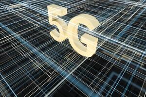 3d Renderização, 5g Fonte e o circuito fundo foto