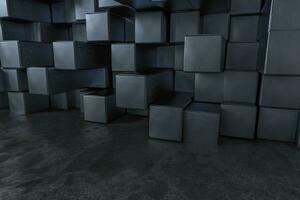 3d Renderização, criativo cubos parede com chão foto