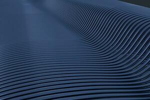 3d Renderização, azul metálico onda superfície foto