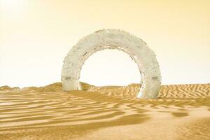 3d Renderização, a Largo deserto, com listras formas. foto
