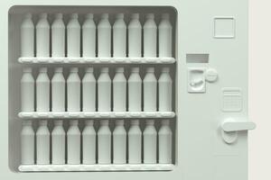 a branco modelo do vending máquina com branco fundo, 3d Renderização. foto