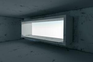 esvaziar rude quarto com luz chegando dentro a partir de a janela, 3d Renderização. foto