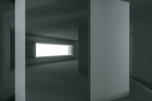 esvaziar rude quarto com luz chegando dentro a partir de a janela, 3d Renderização. foto