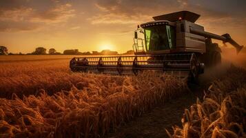 agricultura, combinar colheitadeira dentro milho campo. generativo ai foto