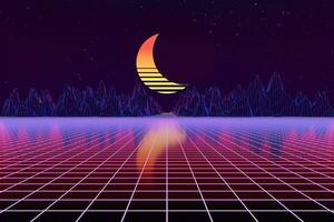 3d fundo ilustração inspirado de anos 80 cena synthwave e retrowave. foto