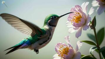 a encantador momentos do beija-flores procurando flor néctar ai gerado foto
