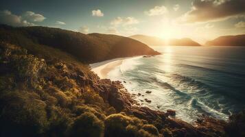 panorama do porto branco, Domingo de Pentecostes, Austrália. ai generativo foto