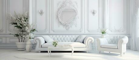 moderno luxo branco vivo espaço Projeto e decoração foto