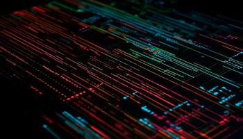 brilhando azul padrões iluminar futurista computador rede dentro abstrato Projeto gerado de ai foto