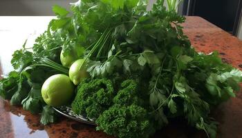 fresco vegetal salada saudável, orgânico, verde, vegetariano, fazer dieta, natureza, culinária, refeição, refrescante mercearias gerado de ai foto