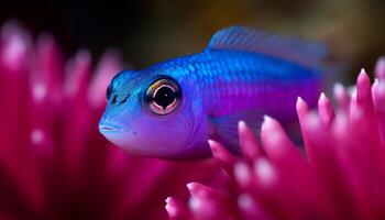 vibrante embaixo da agua beleza colorida peixe natação dentro uma tropical recife gerado de ai foto