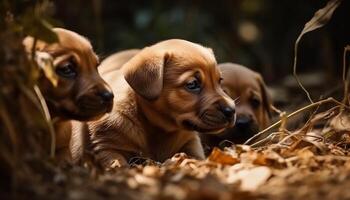 fofa cachorro jogando dentro a grama, natureza beleza dentro inocência gerado de ai foto