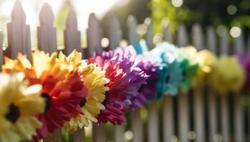 uma vibrante ramalhete do colorida flores traz beleza para natureza gerado de ai foto