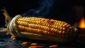 grelhado milho em a espiga, uma saudável vegetariano verão lanche gerado de ai foto