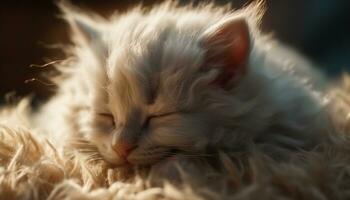 fofa doméstico gato dormindo, pele suavidade, listrado, encarando ao ar livre gerado de ai foto