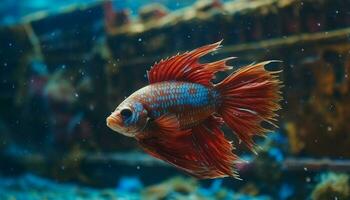 embaixo da agua movimento revela a elegância do uma multi colori aquático Dragão gerado de ai foto