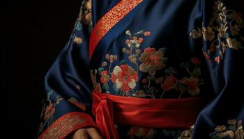 tradicional roupas do japonês cultura, elegância dentro mulheres gerado de ai foto