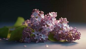 fresco lilás florescer, uma presente do natureza beleza dentro roxa gerado de ai foto