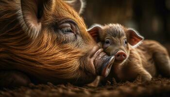 fofa mamífero, jovem animal, doméstico animais, ao ar livre, pequeno, agricultura, animais de estimação gerado de ai foto