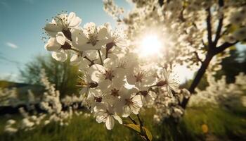 natureza beleza dentro primavera flores florescer, árvores crescer, cores vibrante gerado de ai foto