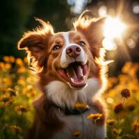 retrato do uma feliz ao ar livre verão cachorro generativo ai foto