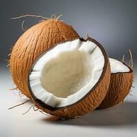 fresco cocos em uma branco fundo foto