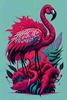 uma detalhado ilustração do uma flamingo para uma camiseta projeto, papel de parede e moda foto