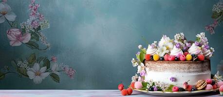 Páscoa temático bolo servido e belas decorado foto