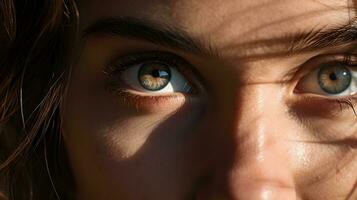 foto do uma pessoa com hipnotizante azul olhos