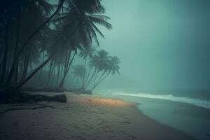 tropical nebuloso paisagem de praia generativo ai foto
