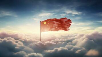 chinês nacional bandeira, a nacional dia do a povos república do China em Outubro 31, aniversário do a chinês pessoas e a ótimo celebração do a povos república do china.generativo ai foto