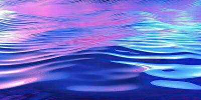 abstrato 3d renderizar. holográfico cromada gradiente água ondas. iridescente gradiente digital arte para bandeira fundo, papel de parede. foto