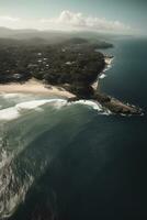 tirar o fôlego aéreo Visão do a costeiro beleza e imaculado praias - ai gerado foto